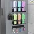 POLRAI 4 Pack Magnetic Cup Holder for Refrigerator, Water Bottle Organizer for Stanley and Tumbler, Accessory with Lid Hook Straw Holder and Double Sided Tape for Kitchen Fridge Cabinet