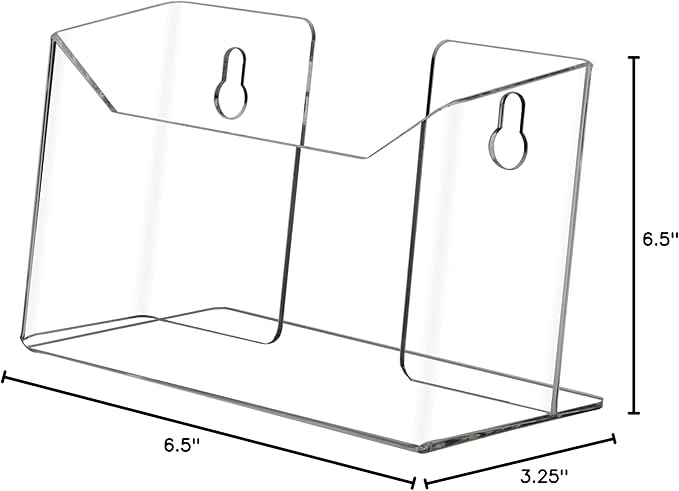 Marketing Holders Postcards Holder for 6 Inch Wide Horizontal Booklets Wall Mount or Tabletop Clear Acrylic Caddy Hanging Hardware Included