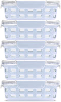 Ello Duraglass 3.4 Cup Meal Prep Sets 10Pc, 5 Pack Set- Glass Food Storage Container with Silicone Sleeve and Airtight BPA-Free Plastic Lids, Dishwasher, Microwave, and Freezer Safe, Halogen Blue