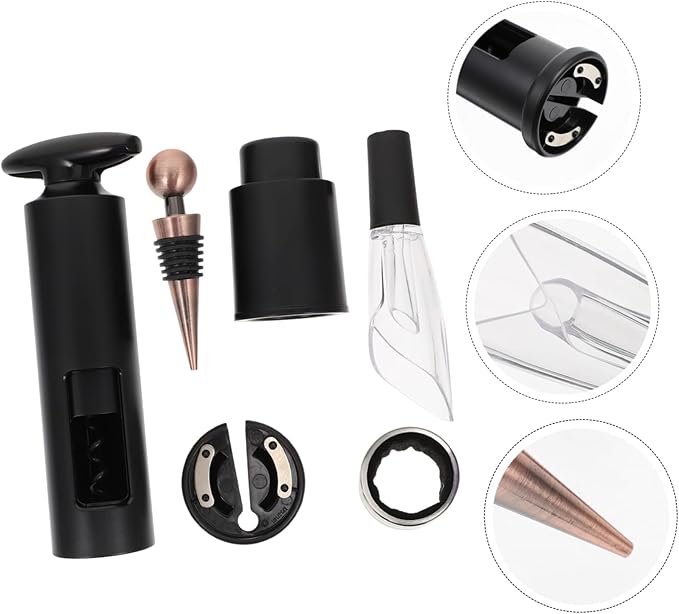 6pcs Aluminum Alloy Abs Wine Accessory Kit Set Corkscrew Vacuum Stopper and Air Popper