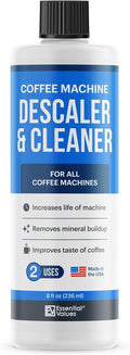 Essential Values Universal Descaling Solution, Made in the USA for Delonghi, Keurig, Breville,Nespresso (2 Uses) Coffee Machine Descaler Cleaner for all Automatic Coffee Makers & Espresso Machines