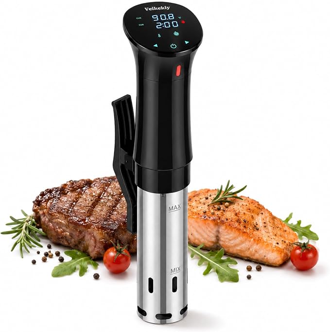 1100W Sous Vide Cooker with Precision Temperature Control & Digital Timer | Immersion Circulator Machine for Steak, Chicken, Fish, Eggs & Vegetables, Quiet Design, 304 Stainless Steel, Fits Most Pots
