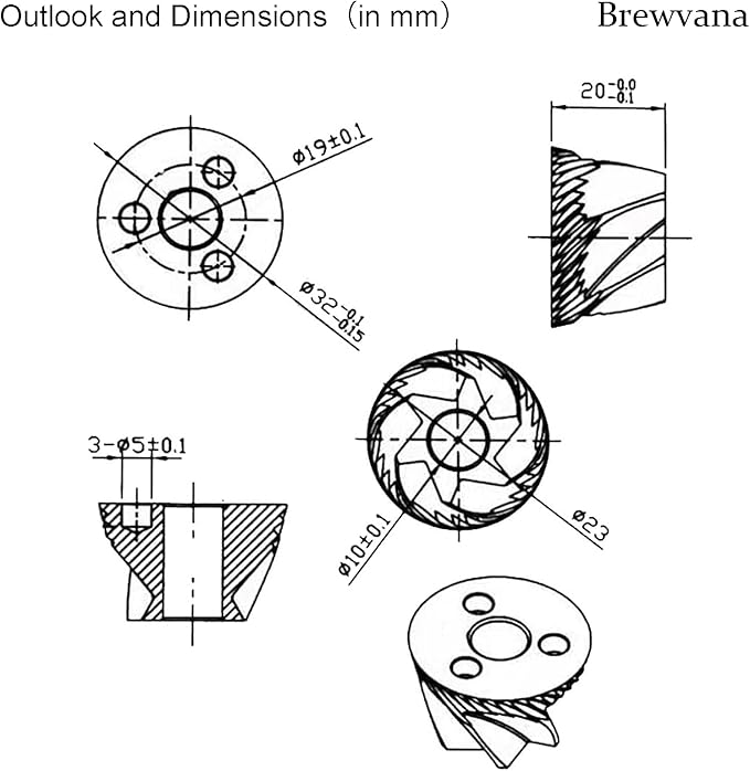 Jura Conical Grinder Burr Set Replacement, Jura Cone Millstone Burrs Grinding Suitable for Saeco/Nivona/Miele/AEG automatic espresso machines