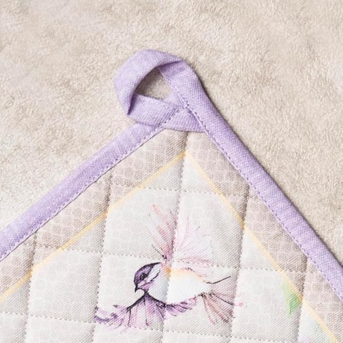 Maison d' Hermine Pot Holders 100% Cotton Heat Resistant Potholders 8" x 8" Hot Pads with Loop Cooking Baking Gifts for Mothers Day Handling Hot Pans Spring/Summer (Pack of 1, Magnolia Mornings)