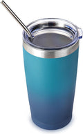 Volhoply 20oz Stainless Steel Tumbler with Lid and Straw,Double Wall Insulated Travel Iced Coffee Mug Fits Cup Holder,Powder Coated Cups for Hot and Cold Drinks,Gifts for Women Men（Dark Night,1 Set）