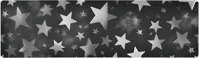 Silver and Gray Stars Trivet Table Runner Heat Resistant 230F for Hot Dishes Pots Plates Kitchen Dining Table Protector Decorative 39.37 X 11.8 Inch