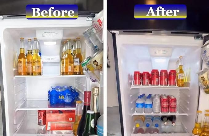 AMLLLC Soda Can Dispenser for Refrigerator,Automatic Pusher Glide Refrigerator Organizer and Adjustable Width - Storage 30 Cans