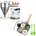 MyLifeUNIT Stainless Steel Pancake Batter Dispenser and Nonstick 4-Cup Egg Pan with Lid