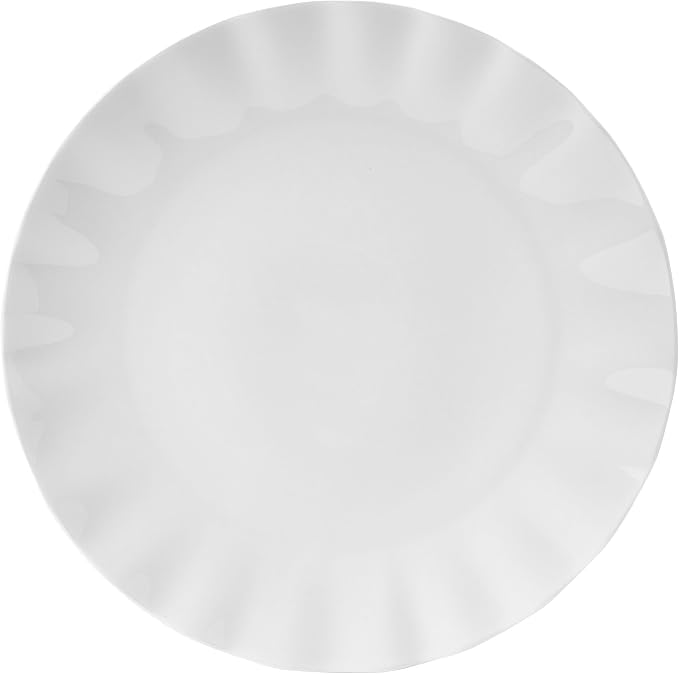 Mikasa Elodie Scalloped 12 Piece Bone China Durable Chip Resistant Lightweight Dinnerware Set, Service for 4, White