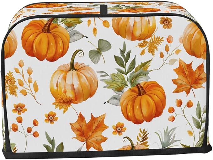Pumpkin Thanksgiving Watercolor 4 Slice Toaster Cover Dust And Fingerprint Bread Maker Cover Bakeware Protector Washable Appliance Covers Kitchen Accessories For Home Kitchen Women Gift
