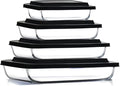 Nestl 8pc Glass Baking Dishes for Oven, Glass Food Storage Containers with Lids, Leakproof Casserole Dishes for Oven with Lid, Cooking, Microwave Oven Freezer Safe Bakeware, 9x13 Lasagna Pan Black
