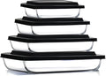 Nestl 8pc Glass Baking Dishes for Oven, Glass Food Storage Containers with Lids, Leakproof Casserole Dishes for Oven with Lid, Cooking, Microwave Oven Freezer Safe Bakeware, 9x13 Lasagna Pan Black