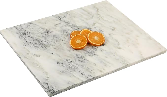 White Marble Cutting Board, 16x20 Inch Marble Pastry Board With Non-Slip Feet For Cheese, Charcuterie, Dough, Chocolate, Dessert, Pack Of 1 Piece