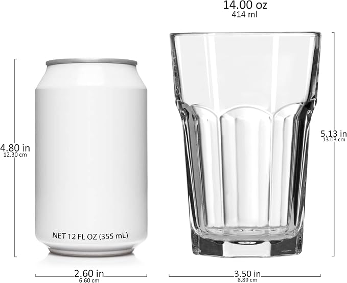 Libbey Gibraltar DuraTuff Drinking Glass Drinking Cup Set, Iconic Heavy Base Bar Glassware hick Drinking Glasses Set of 12, 14-Ounce Juice Glasses
