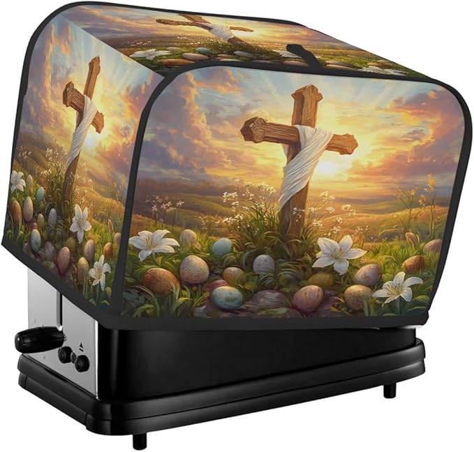 Easter Eggs Art Flower Toaster Cover 4 Slice Dust and Fingerprint Protection Toaster Bread Maker Covers Washable Kitchen Small Appliance Covers for Kitchen Accessories Decor Bakeware Women Gift