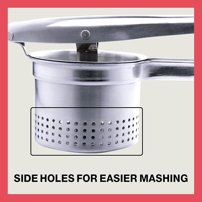 Potato Ricer - Ricer for Mashed Potatoes, Made of 18/8 Stainless Steel, Make Fluffy Smooth Mashed Potatoes & Rice Cauliflower, Vegetables, Professional Kitchen Tool, Press, Large Masher