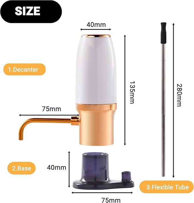 Electric Wine Aerator Dispenser Electric Smart Decanter with USB Rechargeable,Electric Wine Decanter and Wine Dispenser Pourer,Wine Gift for Mom Wife