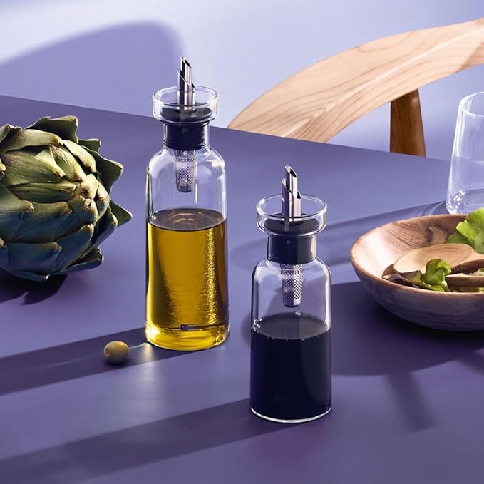 AdHoc AromaPour - Oil & Vinegar Dispenser - No-Drip Liquid Bottle for Kitchen - Airtight Design with Stainless Steel Filter - Offers Healthy & Fresh Flavor - Dispenser Set (2 Pack)