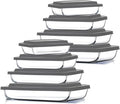 EATEX 16-Piece Deep Glass Casserole Dishes for Oven with Plastic lids, Rectangular Glass Baking Dish Set, Baking Pans for Lasagna, Leftovers, Cooking, Kitchen, Freezer-to-Oven and Dishwasher, Gray