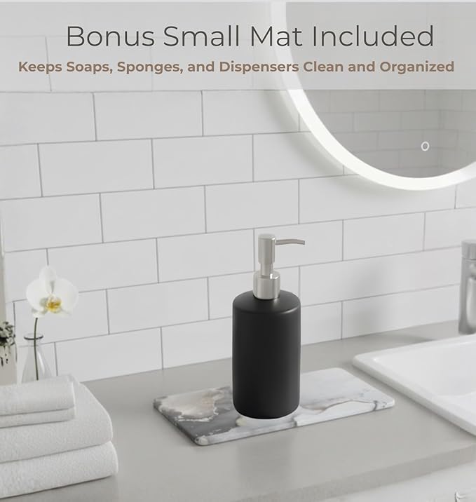 Stone Dish Drying Mat, Foldable Diatomaceous Sink Mat – Fast-Drying, Non-Slip, Easy-Clean Stone Drainer for Kitchen & Bathroom (15.75” x 23.62”)
