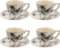 CALLARON Ceramic Cup and Saucer Set 8Oz European Style Milk Drinking Mug with Delicate Porcelain Design for Home Restaurant Tea and Juice
