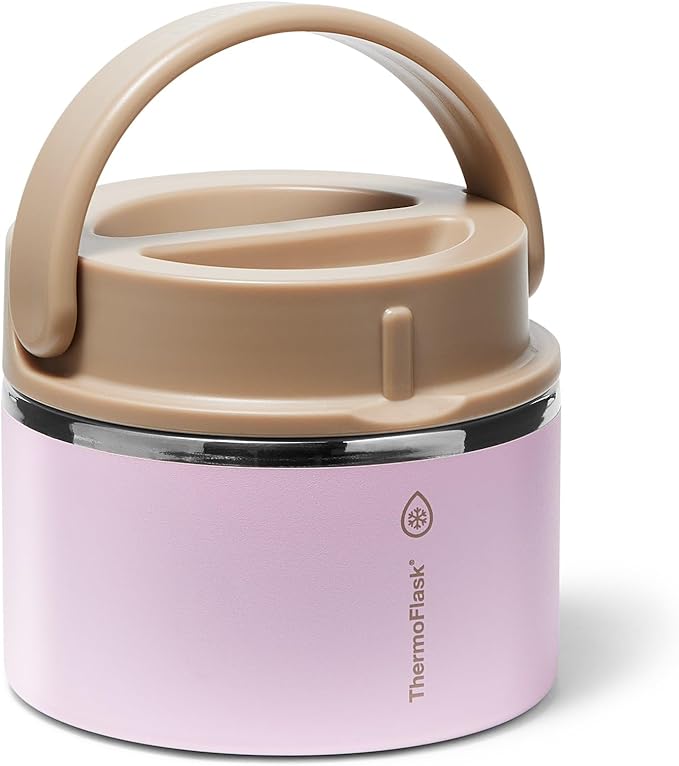 ThermoFlask Insulated Food Jar with Leakproof Lid (12 oz, Blush Sandstone) - Stainless Steel Food Containers for Hot & Cold Meals, Lunch, Soup & Snacks