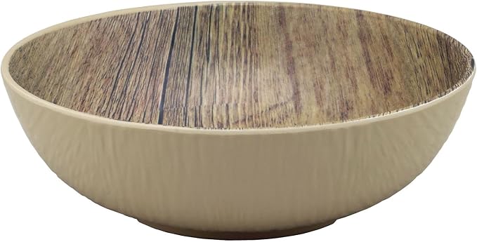 UPware 12 Piece Wood Grain Melamine Dinnerware Sets, Outdoor Dishes Set, Plates and Bowls Sets, Service for 4, Brown