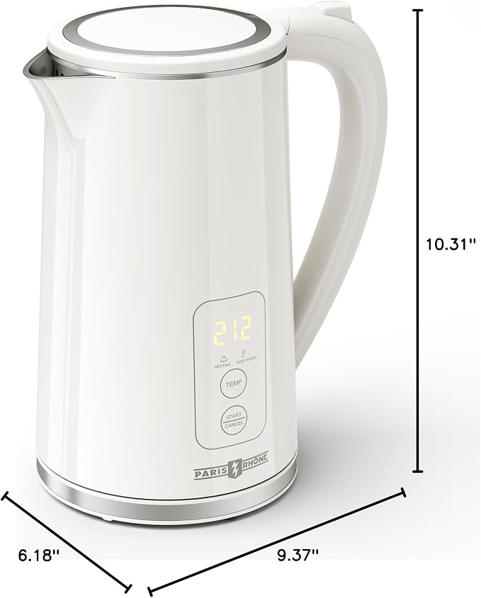 Electric Kettle Temperature Control, 1.7L Large Electric Tea Kettle, 4H Keep Warm Hot Water Boiler with 6 Presets, LED Screen Electric Kettles for Boiling Water, Boil-Dry Protection, BPA Free