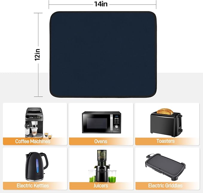 Heat Resistant Mat for Air Fryer, 12 x 14in Heat Resistant Mat for Countertop, Fireproof Silicone Countertop Protector Appliance Slider Hot pod for Air Fryer, Coffee Maker, Toaster, Oven (Blue)