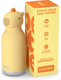 asobu Bestie Bottle Limited Edition Collectible Kids Water Bottle with Animal Character Lid 16oz (460ml) Insulated Stainless Steel, Leakproof, Reusable with Straw Fun Gift for Girls & Boys