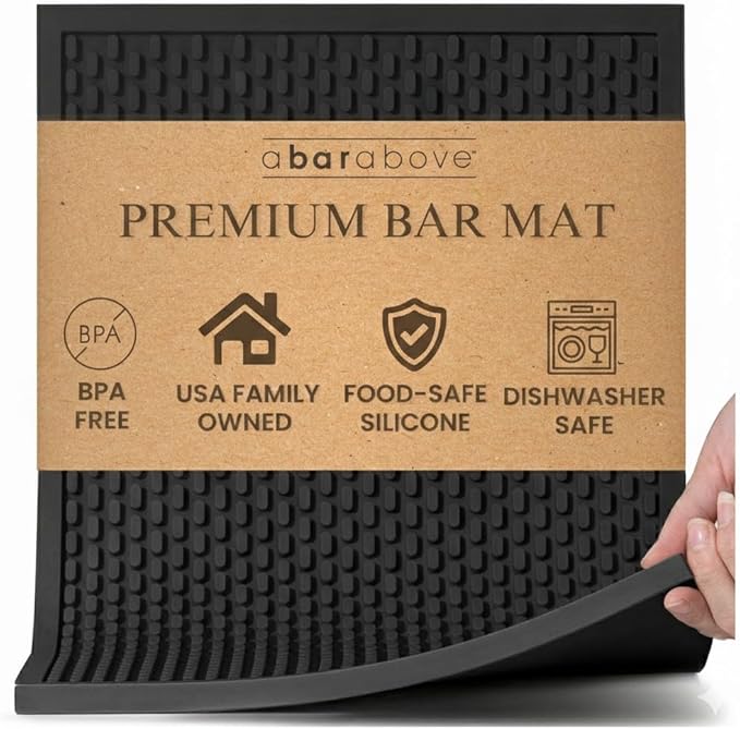 Premium A Bar Above Heavy Duty Bar Mat, Food Safe Silicone Mat, Mats for Bartending and Coffee, Commercial Strength Bartender Accessories, Dish Drying Mats for Kitchen Counter, Barista Accessories