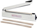 Impulse Heat Sealer with Hot Cutting Wire, Heavy-Duty Bag Sealing & Cutting Machine, 2 Extra Replacements, 8 Stalls Temperature Adjustment, White, 16-Inch