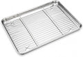Onader Baking Sheet with Wire Rack, 16x12 Inch Stainless Steel Cookie Sheet with Cooling Racks for Cooking and Baking, Jelly Roll Pan for Oven, 1 Pan + 1 Rack, Nonstick & Rust Resistant