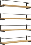 OROPY Spice Rack Wall Mounted, Rustic Wood Hanging Rack for Over The Stove, Kitchen Wall, 4 Pack