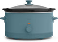 bella 6.0 Qt Manual Slow Cooker, Ceramic Nonstick Coating, 3 Temperature Settings, Dishwasher Safe Stoneware Pot and Tempered Glass Lid, Cool Touch Handles & Tangle Free Cord Wrap, Surf
