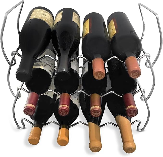 Lily's Home 12-Bottle Countertop Wine Rack-Freestanding Kitchen or Bar Storage Holder, Space-Saving Cabinet Organizer