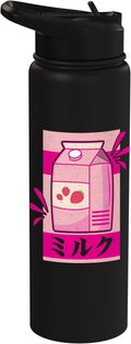 Kawaii Japanese Pink Retro 90s Strawberry Milk Carton Stainless Steel Insulated Water Bottle