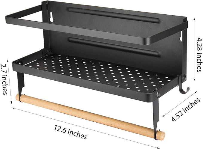 Magnetic Spice Rack Organizer Single Tier Refrigerator Spice Storage Shelf, Easy to Install The Side of The Refrigerator Can Hold spices
