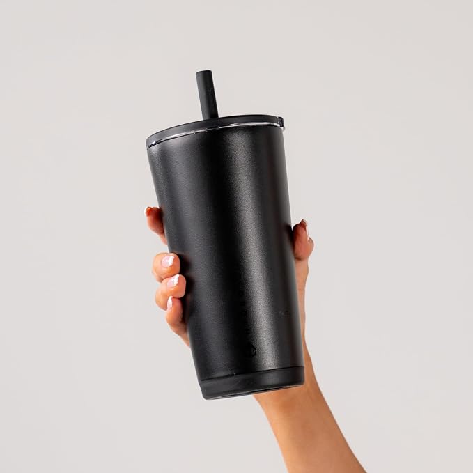 HydroJug Everyday Tumbler 20 oz, Ceramic-Lined Straw Cup, Black