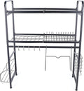Stainless Steel Kitchen Storage Organizer Rack,Dish Drying Rack, 2 Tier Over The Sink Dish, Plate, Cup Drying Rack,Dish Drainer Storage Rack for Chicken Counter (Black)