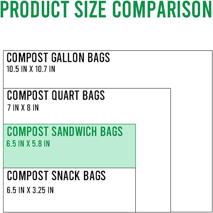 BEIDOU-PAC Compostable Sandwich Food Storage Freezer Bags, 80 Count | 2 Mil | 6.5 IN x 5.8 IN, Freshness Easy Open Biodegradable Eco-Friendly Reclosable Compost Zip Bags