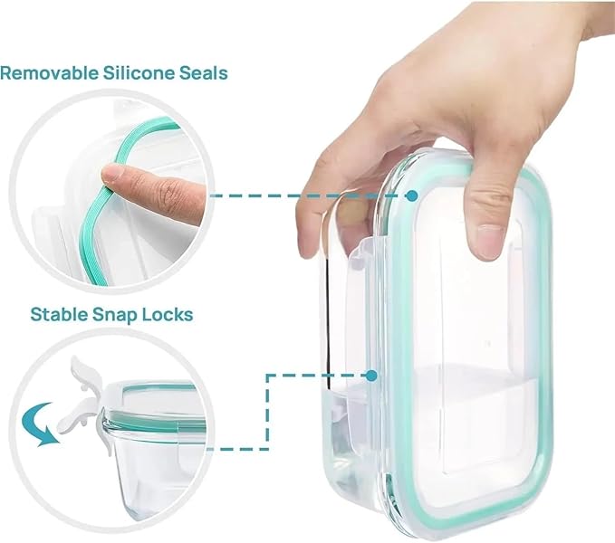 Glass Bento Lunch Box with Lid, Microwave and Dishwasher Safe Meal Prep Container for Office Food Storage(950ml)