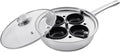 VEVOR Egg Poacher Pan, 4-Cup Poached Egg Maker, Stainless Steel Poaching Pan and Frying Skillet, with 4 Nonsitck Detachable Large Cups, Lid, and Silicone Spatula, Compatible with Induction Stovetop