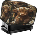 Highland Cow Flower Animal Toaster Cover 4 Slice Dust and Fingerprint Protection Toaster Bread Maker Covers Washable Kitchen Small Appliance Covers for Kitchen Accessories Decor Bakeware Women Gift