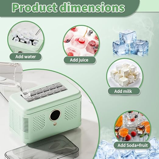 Countertop Ice Maker Machine, Portable Ice Machine with Self-Cleaning, Makes Quickly, Quiet & Compact Ice Maker for Home/Kitchen/Office/Party/RV