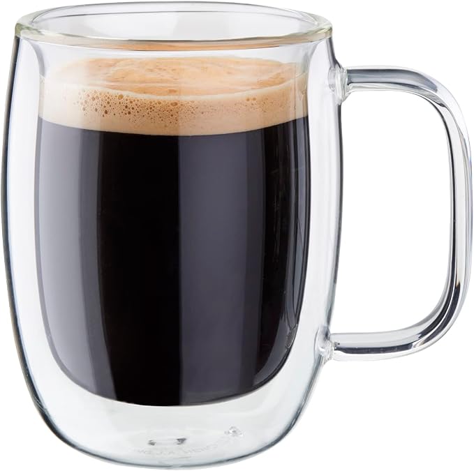 ZWILLING Sorrento Plus 2-pc Double-Wall Espresso Glass Mug Set, 4.5-oz, 134ml