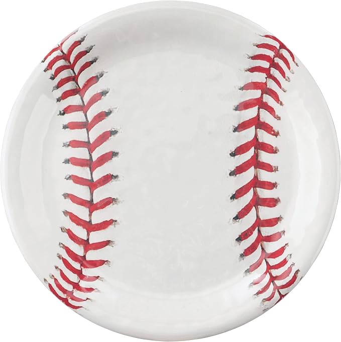 UPware 12 Piece Baseball Melamine Dinnerware Sets, Outdoor Dishes Set, Plates and Bowls Sets, Service for 4, White