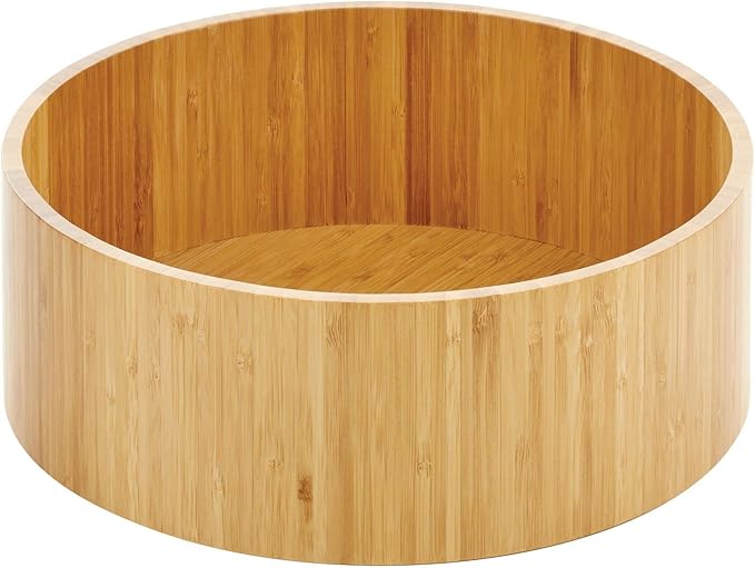 mDesign Lazy Susan Turntable Bamboo Spinner for Kitchen Cabinet, Pantry, Fridge, Cupboards, or Counter, Fully Rotating Organizer for Food, Spices, or Condiments, 11.5" Round, Echo Collection, Natural