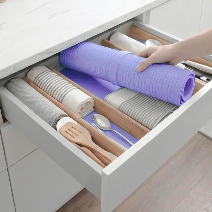 MicoYang Silicone Dish Drying Mat for Multiple Usage,Easy clean,Eco-friendly,Heat-resistant Silicone Mat for Kitchen Counter or Sink,Refrigerator or Drawer Liner Light Purple 2XL 24 inches x 18 inches