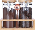 KKC HOME ACCENTS Glass Food Storage Jars with Airtight Locking Clamp Bamboo Lids,Coffee Bean Storage Containers,Sealed Glass Container with Scoop for Coffee Ground,Tea,Nut,Sugar,Coffee Holder